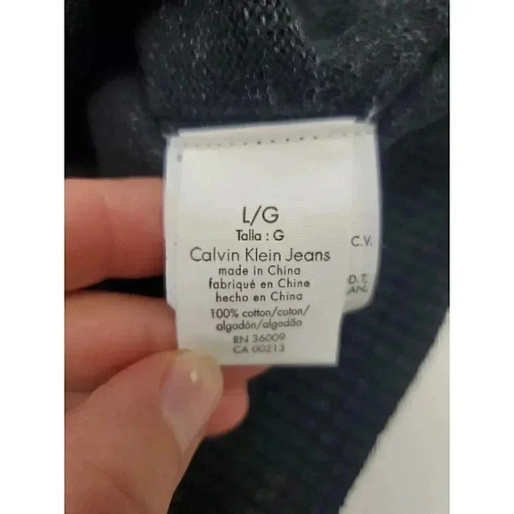 Calvin Klein Jeans Black Flecked Pullover Sweater Men's Size Large - Picture 6 of 10
